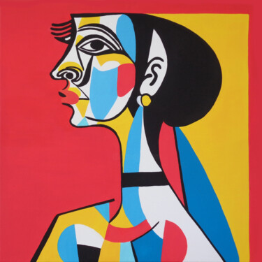 Schilderij getiteld "Lady in red" door Elli Popa, Origineel Kunstwerk, Acryl