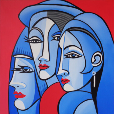 Malerei mit dem Titel "Ladies from High So…" von Elli Popa, Original-Kunstwerk, Acryl