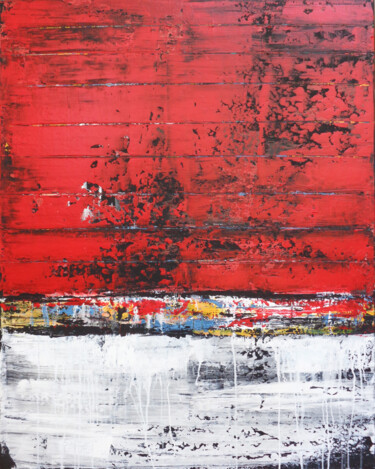 Painting titled "Red Horizons" by Elli Popa, Original Artwork, Acrylic