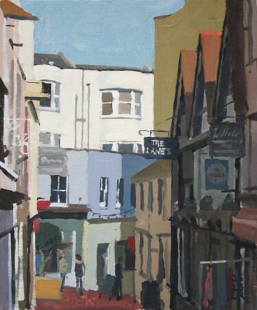 Painting titled "Light in the Laines…" by Elliot Roworth, Original Artwork, Oil Mounted on Other rigid panel