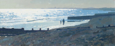 Painting titled "Low Tide Light, Hov…" by Elliot Roworth, Original Artwork, Oil Mounted on Cardboard