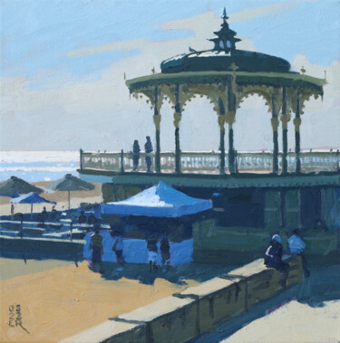 Painting titled "Brighton Bandstand,…" by Elliot Roworth, Original Artwork, Oil Mounted on Wood Stretcher frame