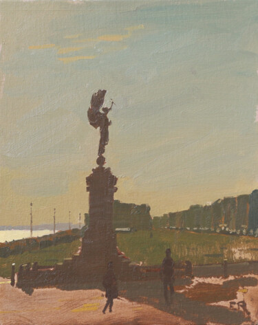 Painting titled "Hove Peace Statue,…" by Elliot Roworth, Original Artwork, Oil Mounted on Cardboard