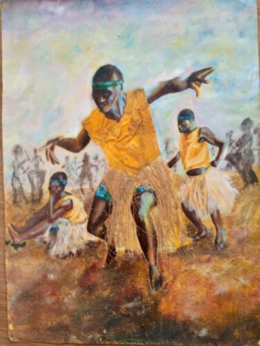Pintura intitulada "Cultural Dancers" por Ellis Oyekola, Obras de arte originais, Guache