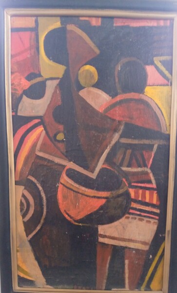 Painting titled "Blind beggar" by Ellis Oyekola, Original Artwork, Acrylic Mounted on Wood Panel