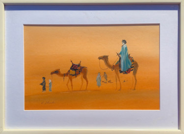 Peinture intitulée "Caravane touaregs d…" par Ellis Zbinden, Œuvre d'art originale, Aquarelle