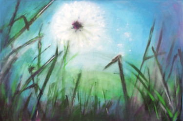 Kruisend Groen (Crossing Green) Schilderij getiteld "Kruisend Groen (Cro…" door Elly Lagendijk, Origineel Kunstwerk, Acryl