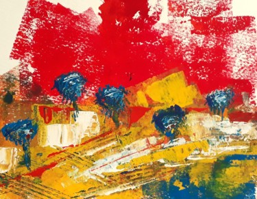 Pittura intitolato "la petite colline" da Elma Sanchez Le Meur, Opera d'arte originale, Acrilico Montato su Cartone