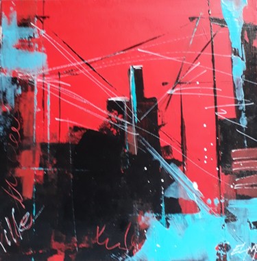 Schilderij getiteld "Monotype en rouge 2" door Elma Sanchez Le Meur, Origineel Kunstwerk, Acryl Gemonteerd op Frame voor hou…