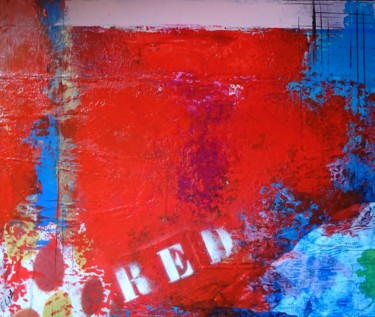 Painting titled "RED" by Elma Sanchez Le Meur, Original Artwork, Acrylic Mounted on Wood Stretcher frame