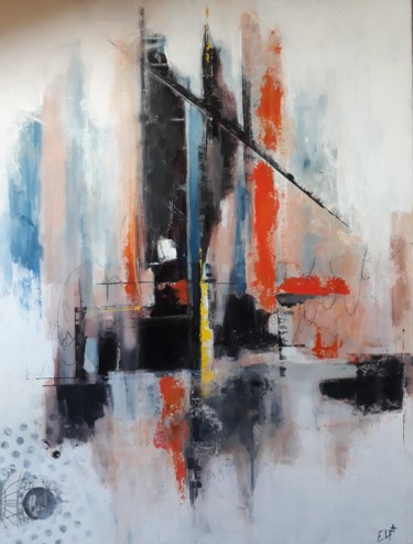 Painting titled "URBAN 2" by Elma Sanchez Le Meur, Original Artwork, Acrylic Mounted on Wood Stretcher frame
