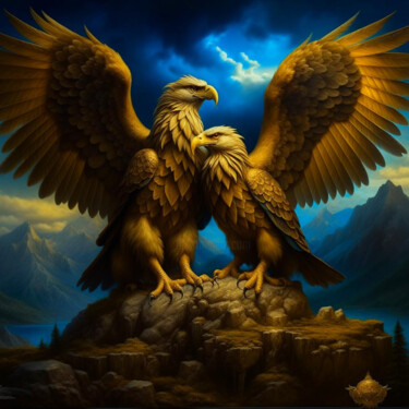 Digitale Kunst mit dem Titel "Eagles 1.0" von Elmir Tatar, Original-Kunstwerk, KI-generiertes Bild