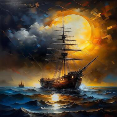 Digitale Kunst mit dem Titel "sailboat 1.0" von Elmir Tatar, Original-Kunstwerk, KI-generiertes Bild