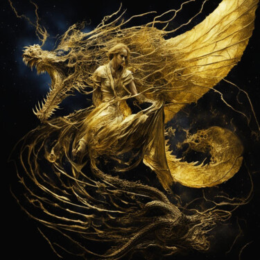Arts numériques intitulée "Dragon Girl 1.7" par Elmir Tatar, Œuvre d'art originale, Image générée par l'IA