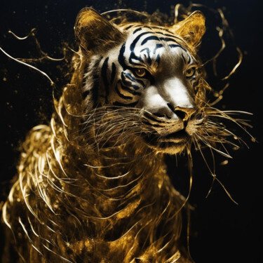 Digitale Kunst mit dem Titel "Tiger 1.1" von Elmir Tatar, Original-Kunstwerk, KI-generiertes Bild
