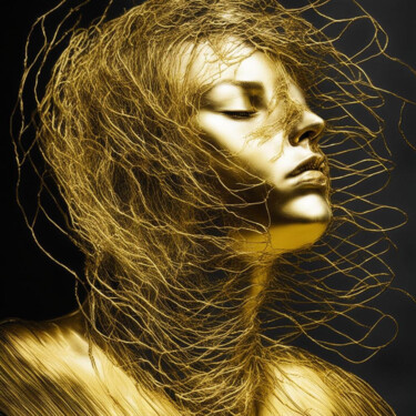 Digitale Kunst mit dem Titel "Golden girl 1.5" von Elmir Tatar, Original-Kunstwerk, KI-generiertes Bild