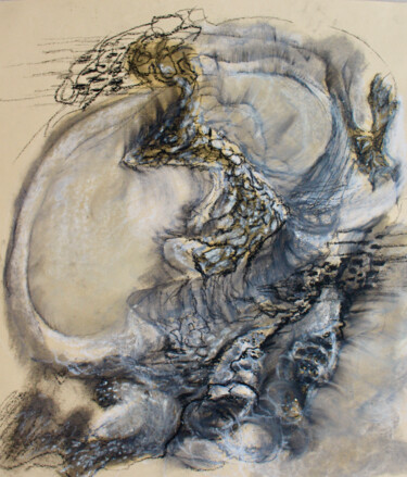 Dessin intitulée "Dragon" par Elmira Sharipova, Œuvre d'art originale, Fusain
