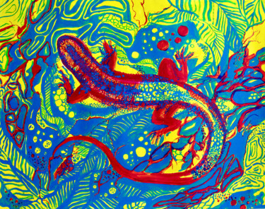 Malerei mit dem Titel "Lizard" von Elmira Sharipova, Original-Kunstwerk, Acryl