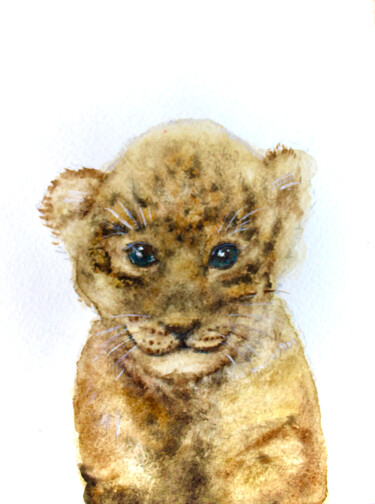 Рисунок под названием "Baby jaguar" - Elmira Sharipova, Подлинное произведение искусства, Акварель