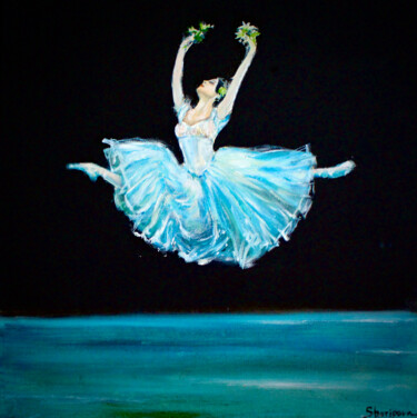 Painting titled "Ballet Giselle" by Elmira Sharipova, Original Artwork, Oil Mounted on Wood Stretcher frame