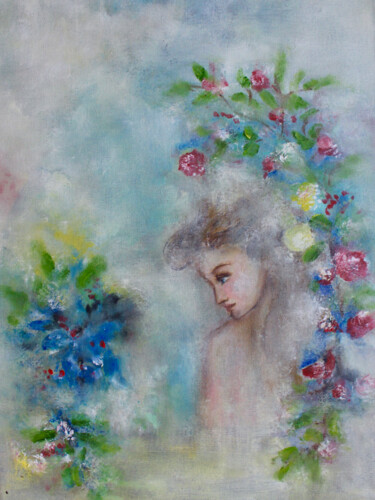 Painting titled "Spring" by Elmira Sharipova, Original Artwork, Oil Mounted on Wood Stretcher frame