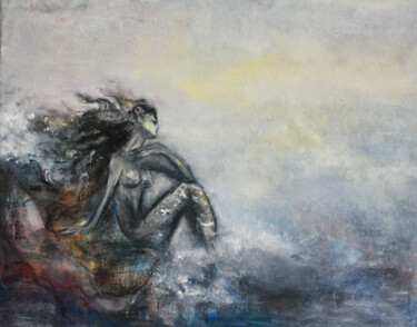 Malarstwo zatytułowany „Mermaid” autorstwa Elmira Sharipova, Oryginalna praca, Olej Zamontowany na Drewniana rama noszy