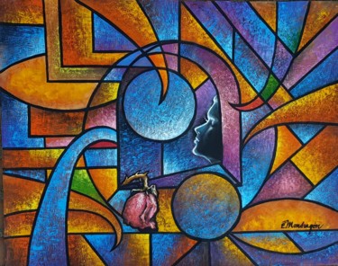 Malerei mit dem Titel ""Sueños de luna"" von Eloy Mondragón, Original-Kunstwerk, Acryl