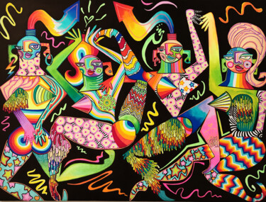 Pintura titulada "Les danseuses elect…" por Elmondodesely, Obra de arte original, Acrílico Montado en Bastidor de camilla de…