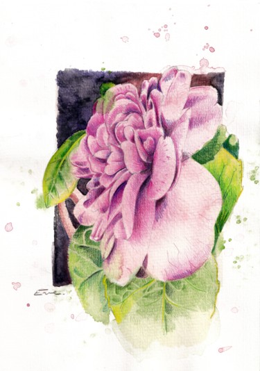 Painting titled "Fleur" by Elodie Verbeke, Original Artwork, Watercolor