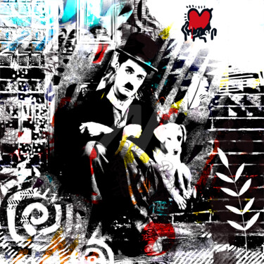 Charlie Chaplin style Pop art Arts numériques intitulée "Charlie Chaplin sty…" par Elobibie, Œuvre d'art originale, Peinture numérique
