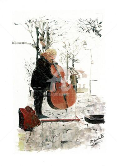 Peinture intitulée "Un violoncelliste à…" par Elobibie, Œuvre d'art originale, Huile