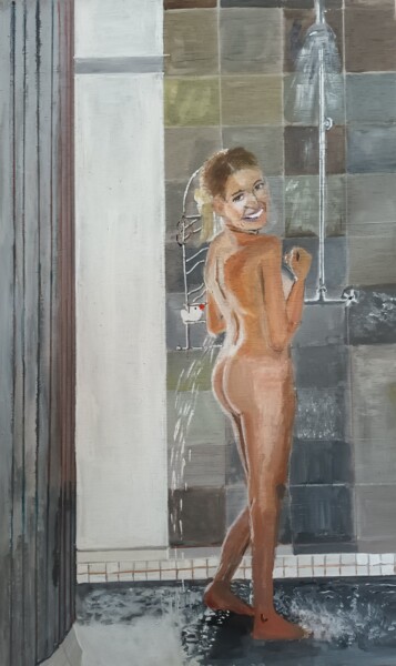 Peinture intitulée "La douche rieuse" par Elodie Charlier, Œuvre d'art originale, Acrylique
