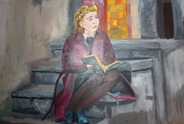 Pittura intitolato "La voleuse de livres" da Elodie Charlier, Opera d'arte originale, Acrilico