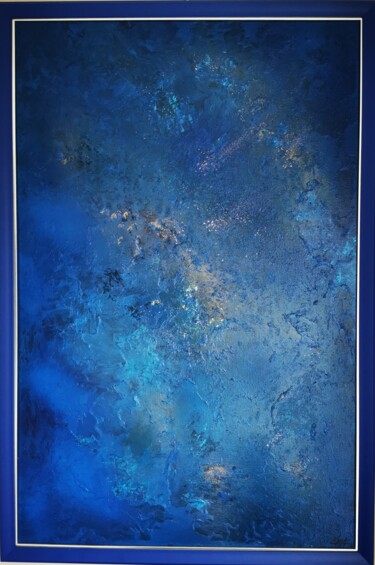 Painting titled "Intensément bleu II" by Elodie Dollat, Original Artwork, Acrylic