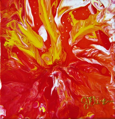 Painting titled "Fire" by Elodie Gaschy (GElie), Original Artwork, Acrylic Mounted on Wood Stretcher frame