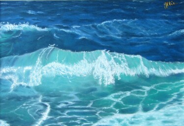 Dessin intitulée "La vague" par Elodie Gaschy (GElie), Œuvre d'art originale, Pastel