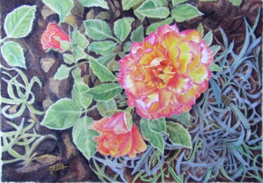 Drawing titled "Roses" by Elodie Gaschy (GElie), Original Artwork, Pastel