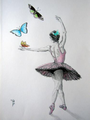 Drawing titled "Danse avec les papi…" by Elodie Gaschy (GElie), Original Artwork, Watercolor