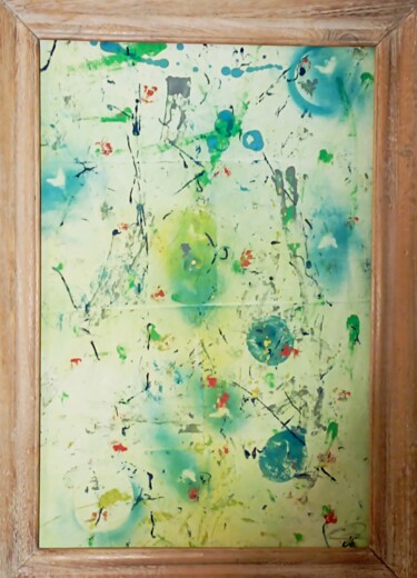 Painting titled "Aurore boréale" by Élodie Guilloton, Original Artwork, Oil Mounted on Wood Stretcher frame