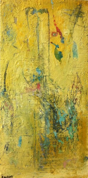 Painting titled "Jaune OR" by Elodie Guiraud Egc, Original Artwork, Acrylic