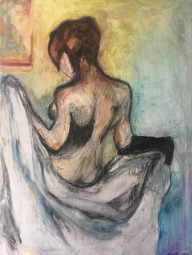 Painting titled "Femme sortant de la…" by Elodie Guiraud Egc, Original Artwork