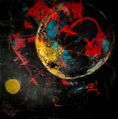Peinture intitulée "Planète en fusion" par Elodie Guiraud Egc, Œuvre d'art originale, Acrylique