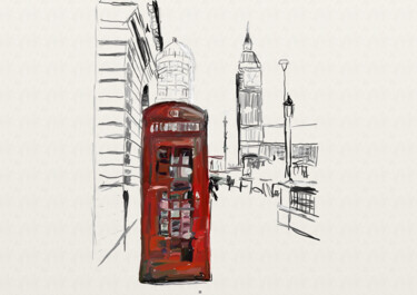Digital Arts titled "london phone" by Elodie Guiraud Egc, Original Artwork, Digital Painting