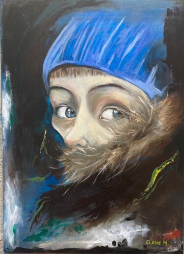 Pittura intitolato "Bambino in fuga" da Elodie Magnano, Opera d'arte originale, Olio