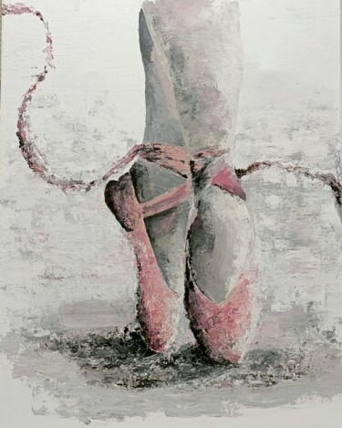 Schilderij getiteld "Ballerines d'argent" door Elodie P., Origineel Kunstwerk, Acryl