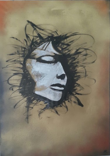 Painting titled "femme robot" by Er, Original Artwork, Acrylic