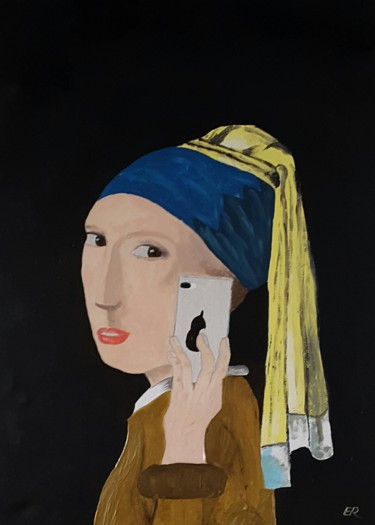 Peinture intitulée "la jeune fille et l…" par Er, Œuvre d'art originale, Acrylique
