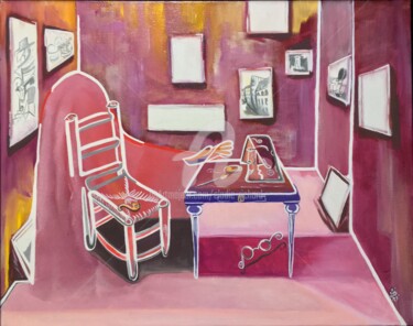 Painting titled "Working at the Atel…" by Elodie M. Richard, Original Artwork, Acrylic
