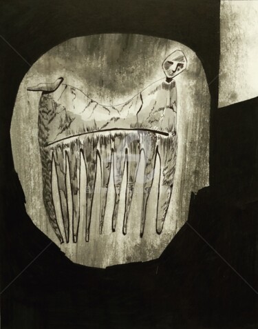 Dessin intitulée "Comb and Head" par Elodie M. Richard, Œuvre d'art originale, Encre