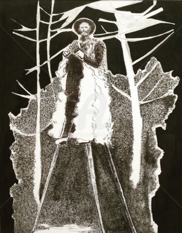 Drawing titled "Shepherd of the Lan…" by Elodie M. Richard, Original Artwork, Ink